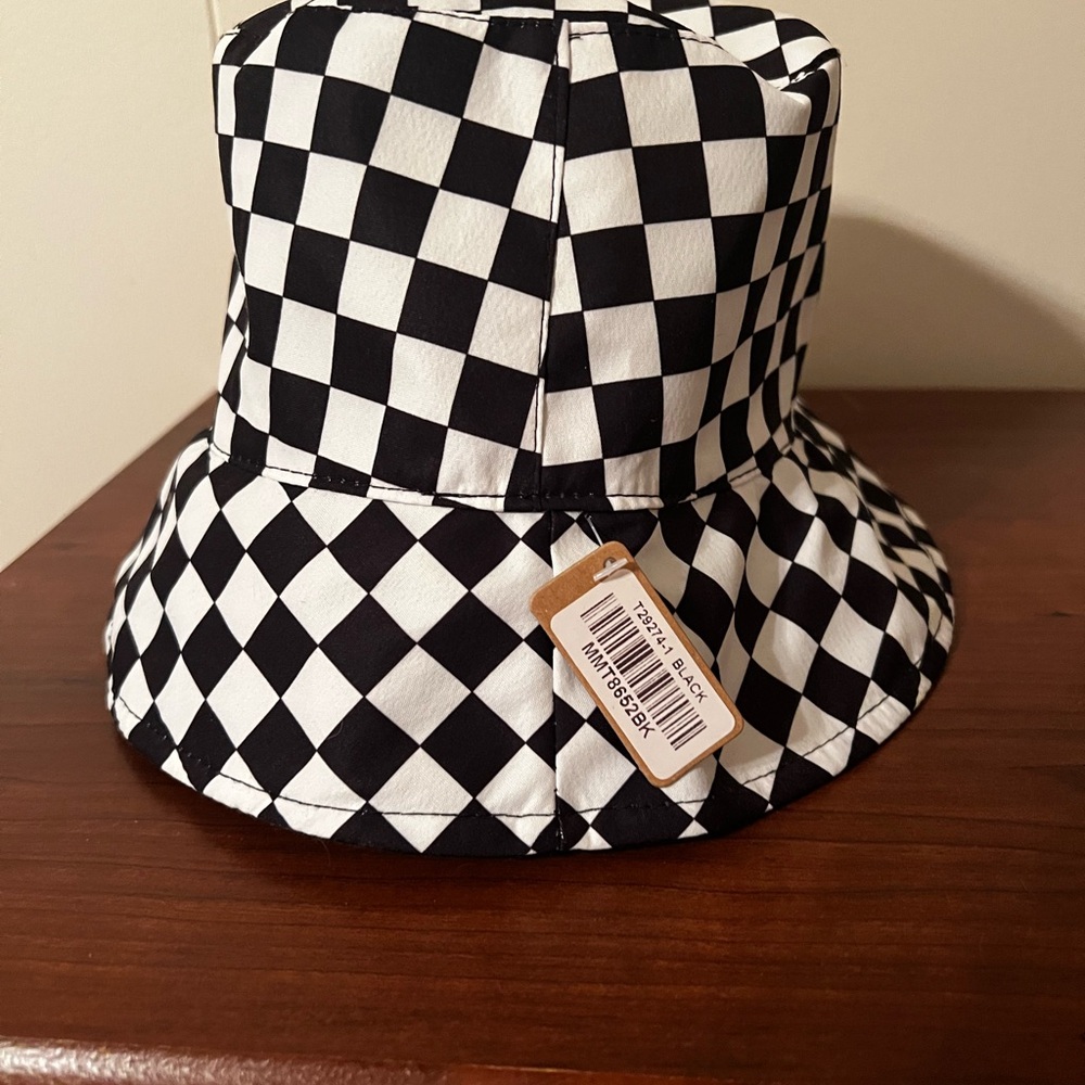 Checkered Black and White Bucket Hat - Picture 2 of 2